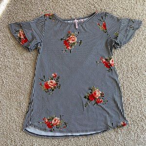 Rose and Stripe Short-Sleeved Tunic